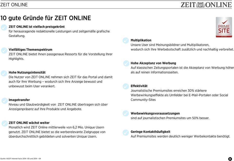 Hohe Nutzungsintensität Die Nutzer von ZEIT ONLINE nehmen sich ZEIT für das Portal und damit auch für Ihre Werbung wodurch sich Ihre nzeige bewusst und unbewusst beim User verankert.
