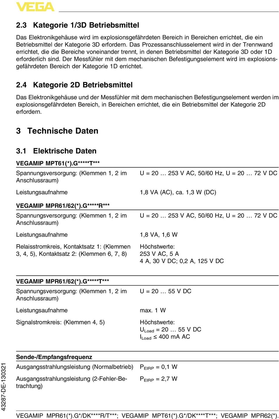 Der Messfühler mit dem mechanischen Befestigungselement wird im explosionsgefährdeten Bereich der Kategorie 1D errichtet. 2.