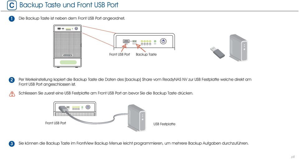 Festplatte welche direkt am Front USB Port angeschlossen ist.