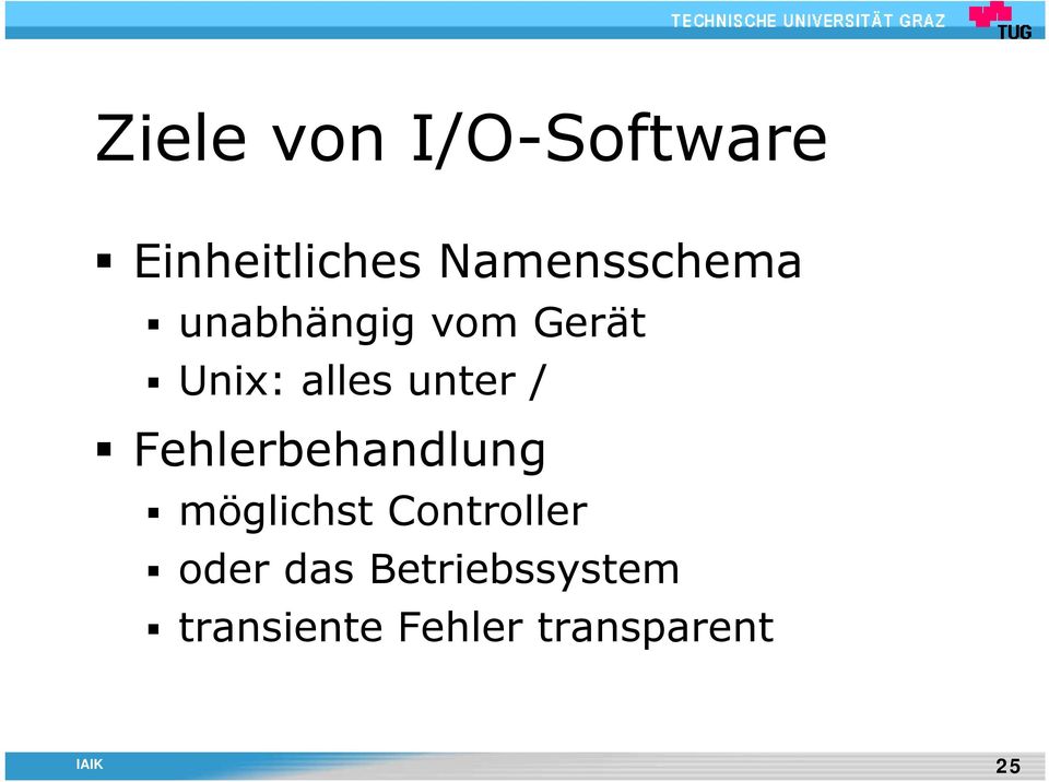 unter / Fehlerbehandlung möglichst Controller