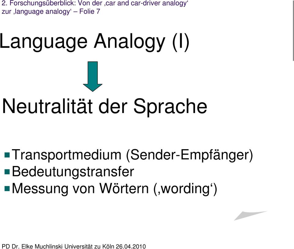 (I) Neutralität der Sprache Transportmedium