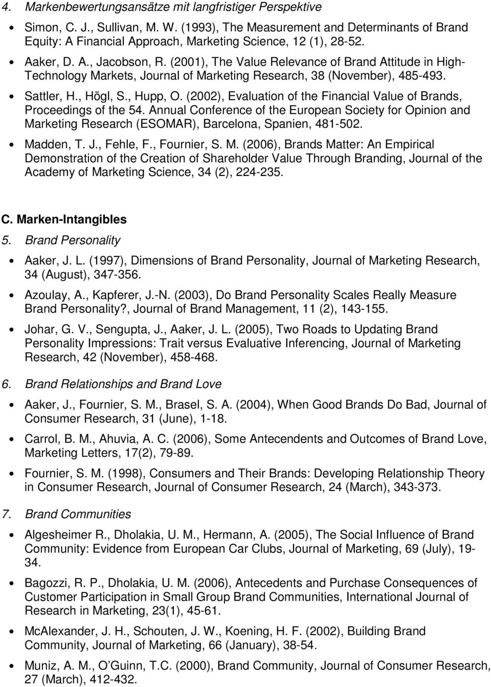 (2002), Evaluation of the Financial Value of Brands, Proceedings of the 54. Annual Conference of the European Society for Opinion and Marketing Research (ESOMAR), Barcelona, Spanien, 481-502.