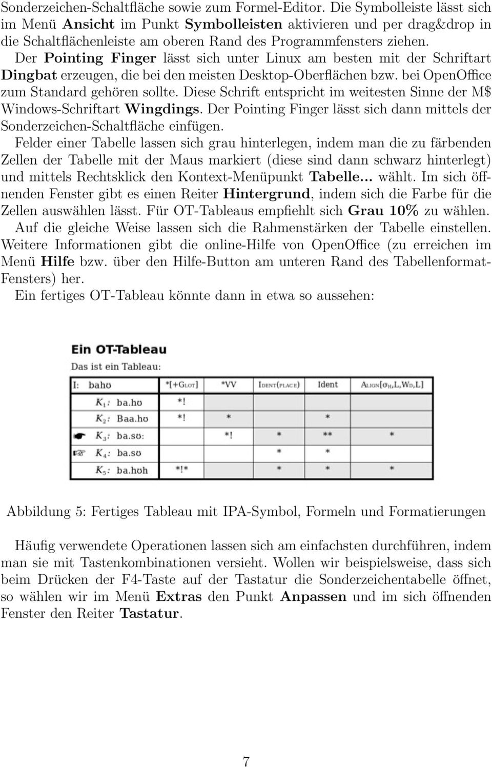 Der Pointing Finger lässt sich unter Linux am besten mit der Schriftart Dingbat erzeugen, die bei den meisten Desktop-Oberflächen bzw. bei OpenOffice zum Standard gehören sollte.