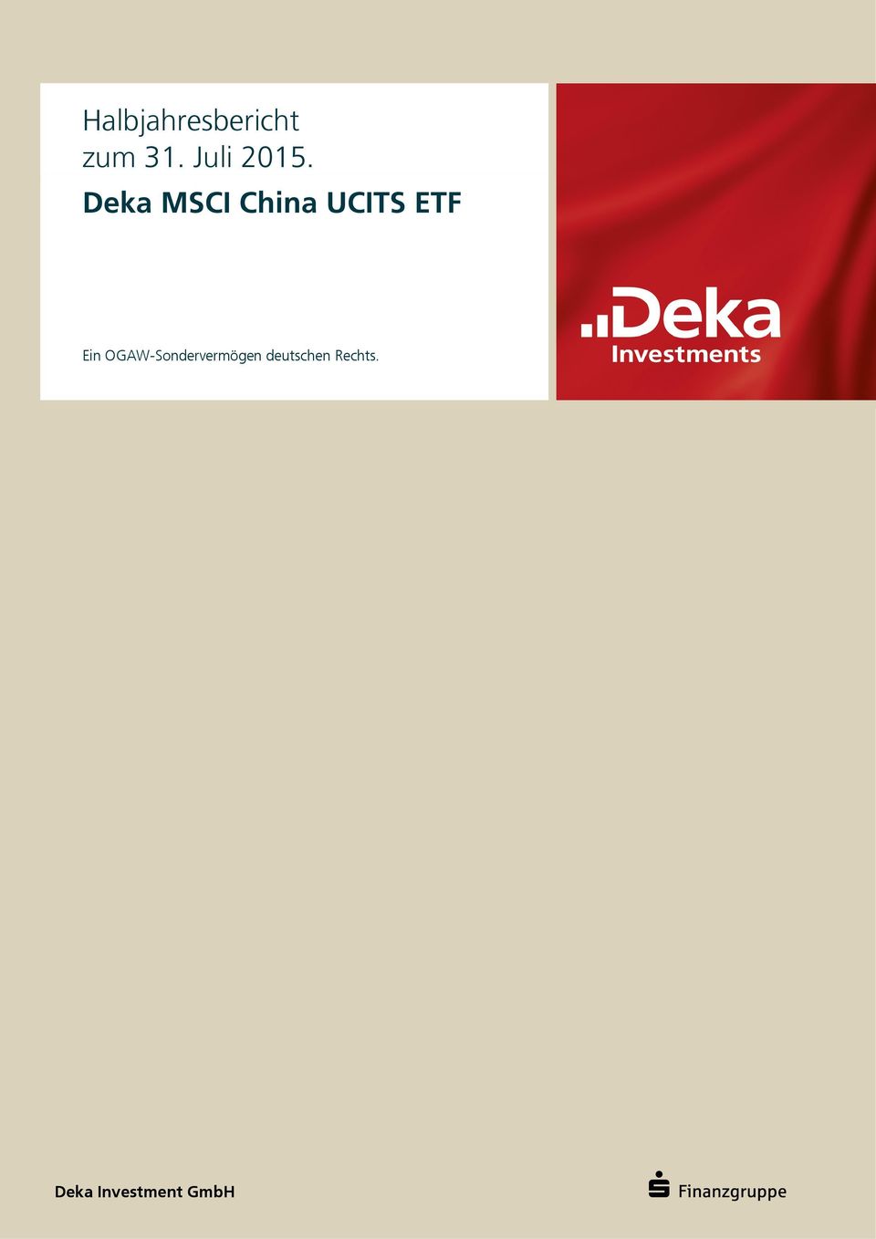 Deka MSCI China UCITS ETF Ein