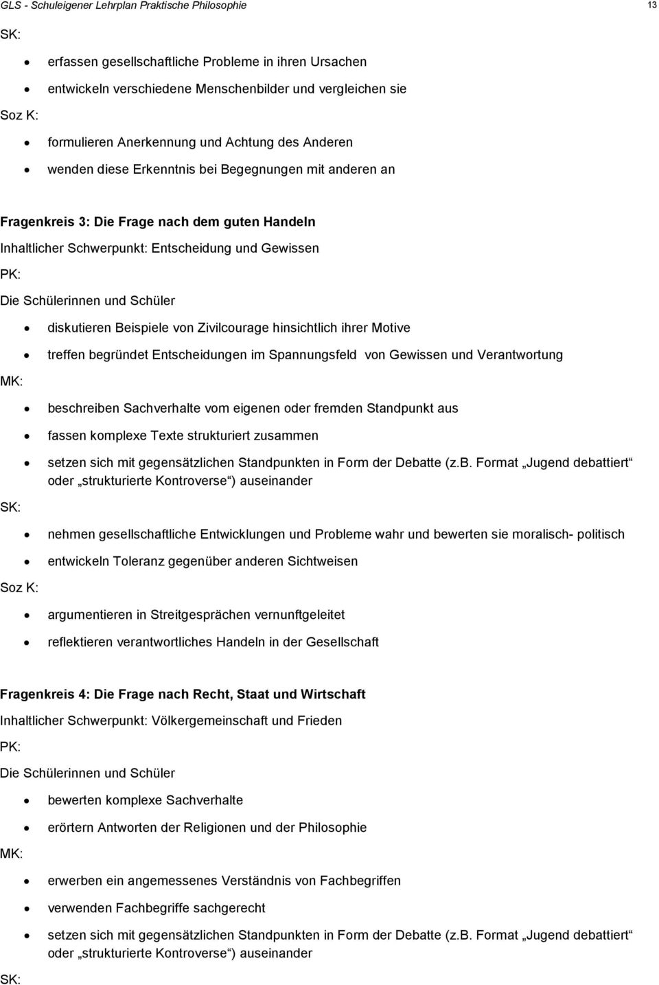 von Zivilcourage hinsichtlich ihrer Motive treffen begründet Entscheidungen im Spannungsfeld von Gewissen und Verantwortung beschreiben Sachverhalte vom eigenen oder fremden Standpunkt aus fassen