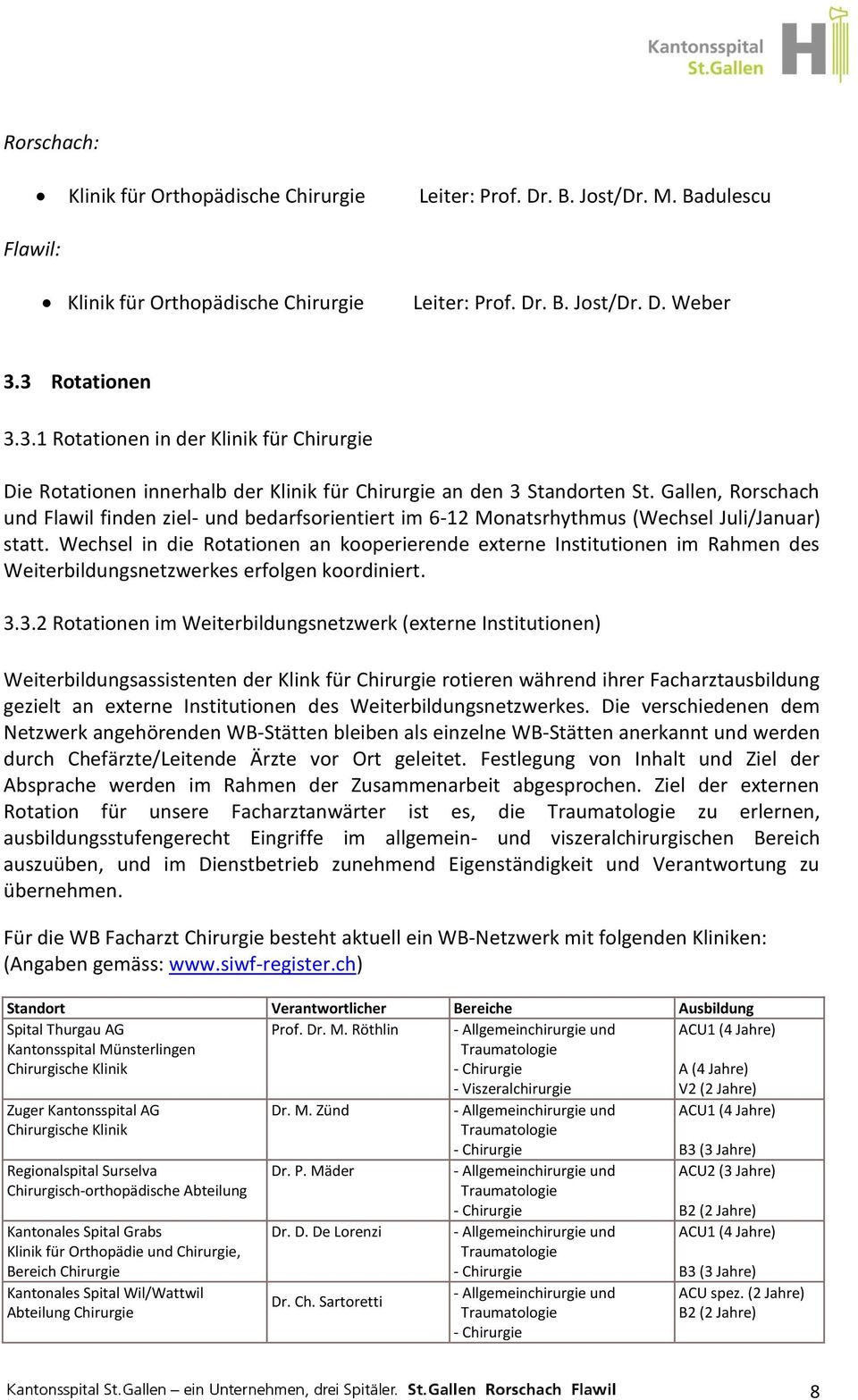 Gallen, Rorschach und Flawil finden ziel- und bedarfsorientiert im 6-12 Monatsrhythmus (Wechsel Juli/Januar) statt.