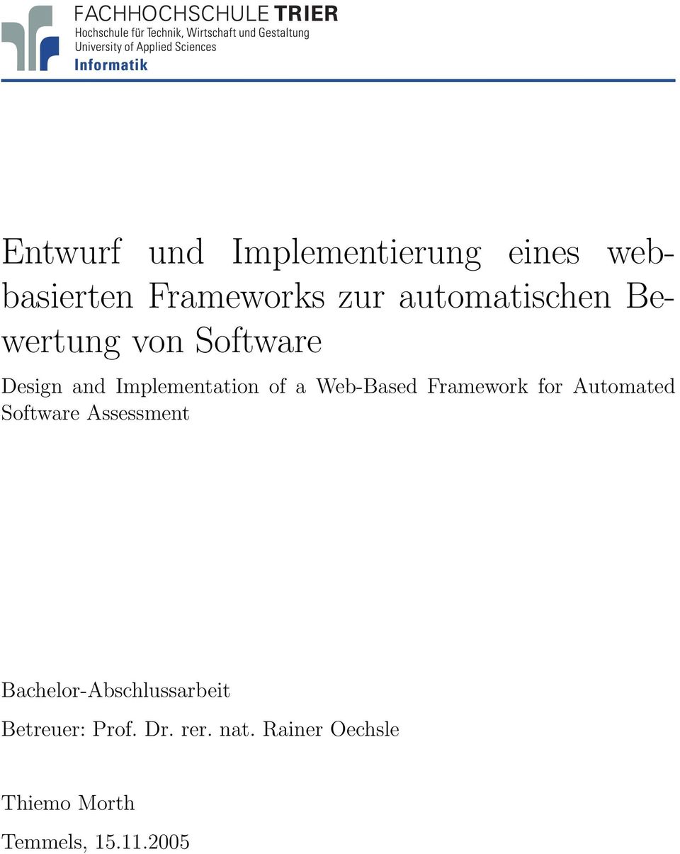 Web-Based Framework for Automated Software Assessment