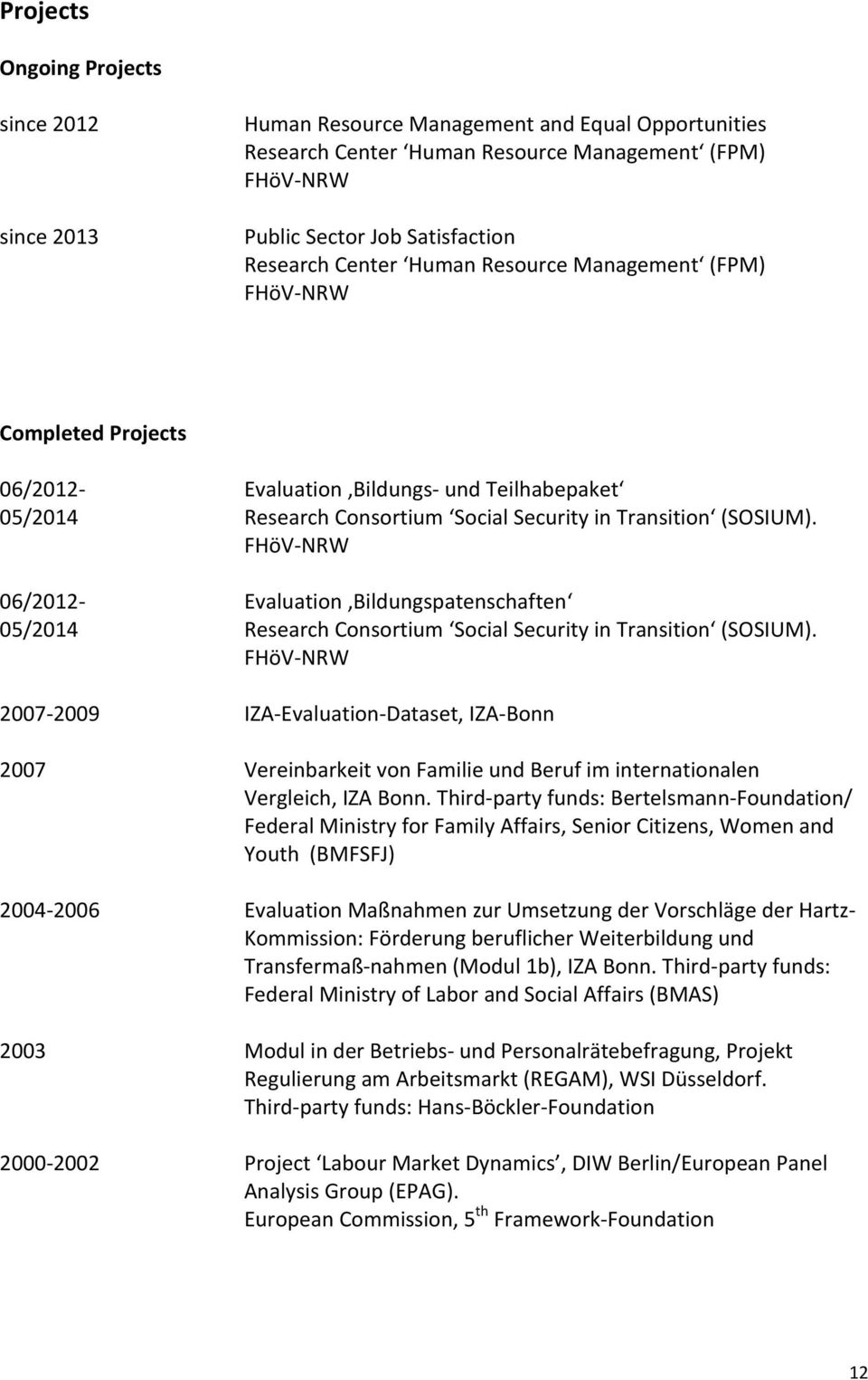 FHöV NRW 06/2012 Evaluation Bildungspatenschaften 05/2014 Research Consortium Social Security in Transition (SOSIUM).