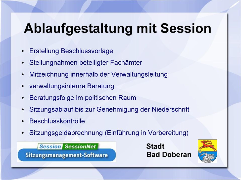 verwaltungsinterne Beratung Beratungsfolge im politischen Raum Sitzungsablauf bis