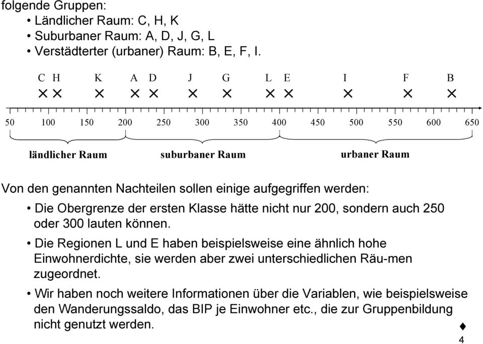 Obergrenze der ersten Klasse hätte nicht nur, sondern auch 5 oder 3 lauten können.