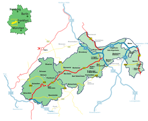 Region Rhein-Nahe-Hunsrück Landkreise Bad Kreuznach, Birkenfeld und Mainz-Bingen Fläche 224 609 ha Bevölkerung 443 287 Erwerbstätige 175 300 Unternehmen 22 263 Gemeinden 301