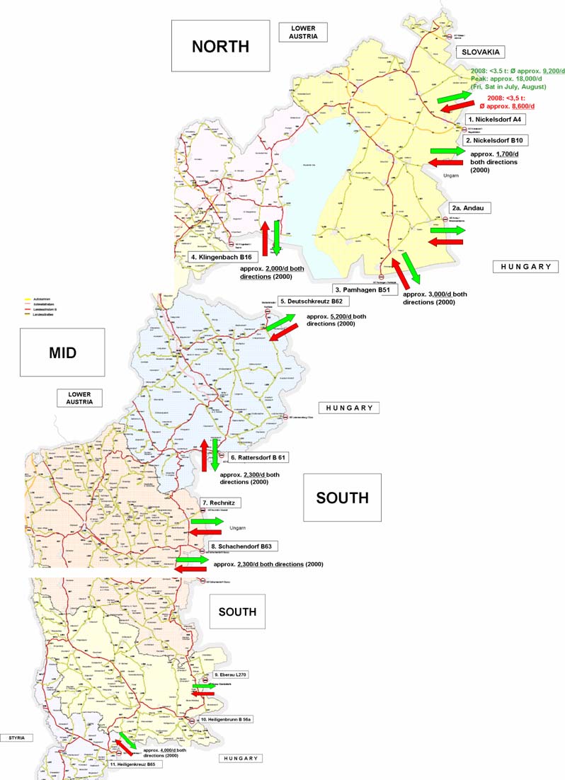 Auswahl der Grenzübergänge 11 Grenzübergänge zwischen Österreich und Ungarn Auswahl von 5 Grenzübergängen