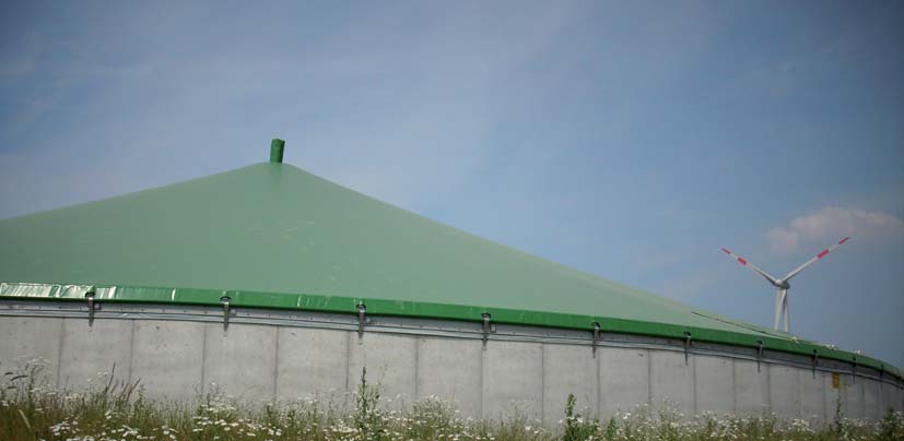 CENO Biogasdach - die klassische mastgestützte Behälterabdeckung mit oder ohne Speicherfunktion.