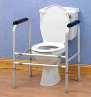 21500150 Toilettenstützgestell aus Aluminium, zerlegbar, höhenverstellbar, mit Brille und Deckel, der Einsatz dient nicht als Eimer! Bis max.