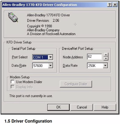 Projektierung unter RsNetworx Bild 8.4: Treiberkonfiguration Ist der passende Treiber ausgewählt, kann im Fenster Driver Configuration der Treiber konfiguriert werden.