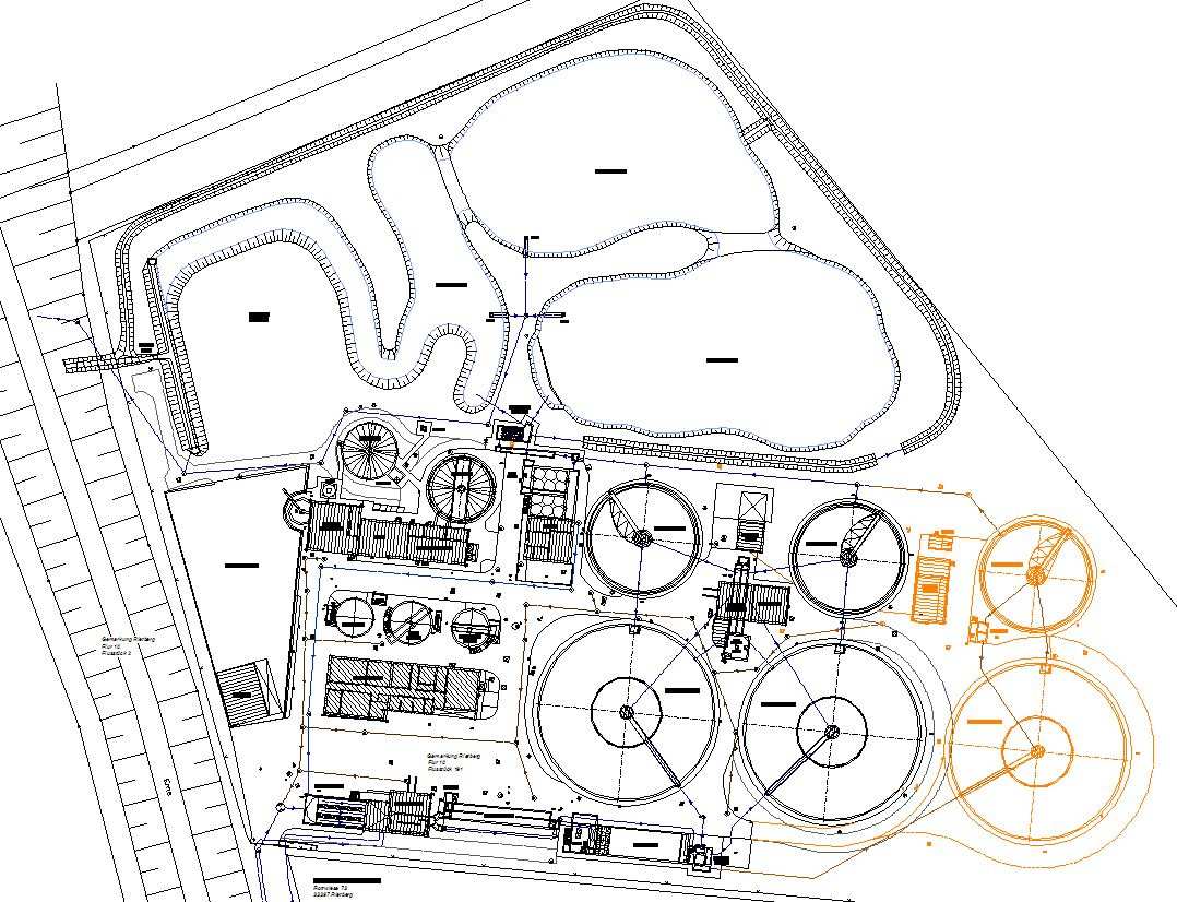 6. Zentralkläranlage Rietberg Bild 8: Lageplan zum geplanten Endausbau der Zentralkläranlage Rietberg (in orange: 3.