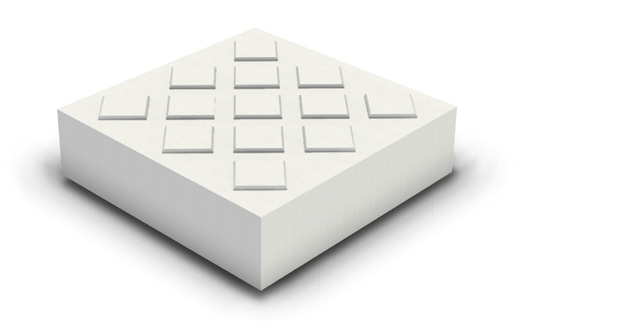 Bodenindikatoren Produkte Waffel-/ Rautenplatte Bodenindikator mit richtungsneutraler Waffel- oder Raustenstruktur.