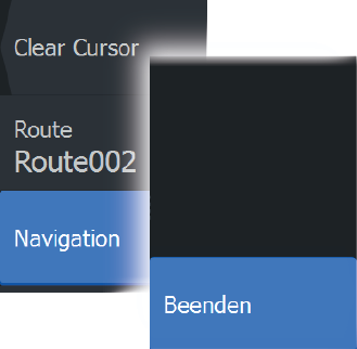 Navigation beenden Das Menü enthält eine Option zum Abbrechen der Navigation.