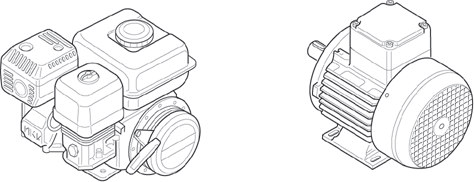Umbausätze Umbausätze Für die Änderung der Antriebsart eines Kompressors auf Benzin- oder Elektroantrieb.