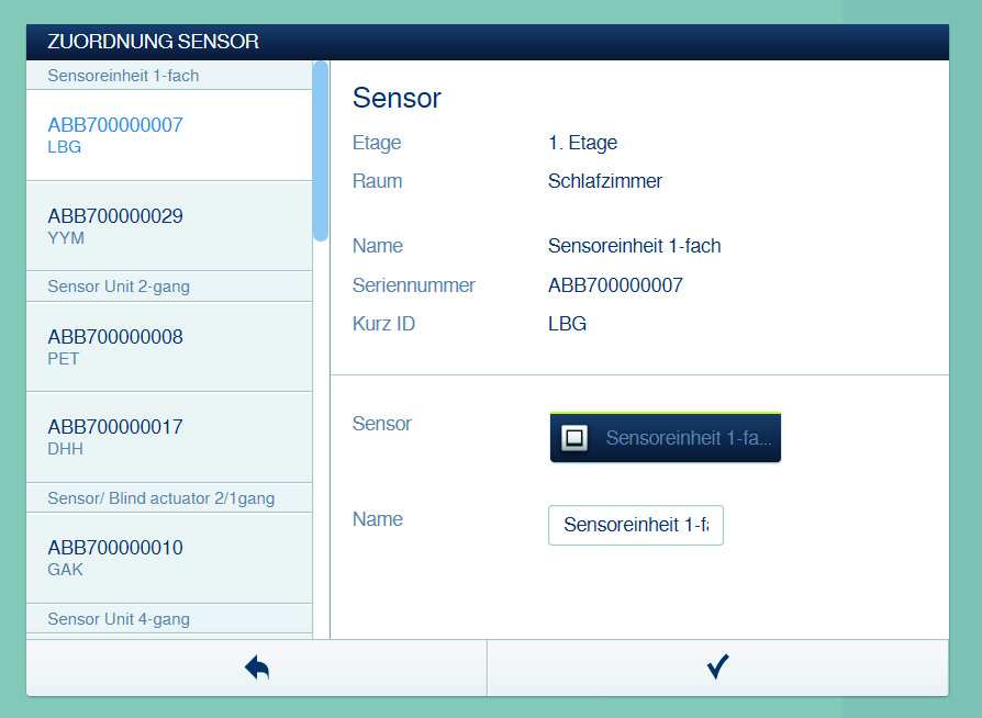 Identifikation über Seriennummer Dimmaktor Sensoreinheit 1-fach LBG ABB700000007 Sensor / Dimmaktor 1/1-fach ABB700000031 AVD UP-Sensoreinh. Wz. L R A Abb.