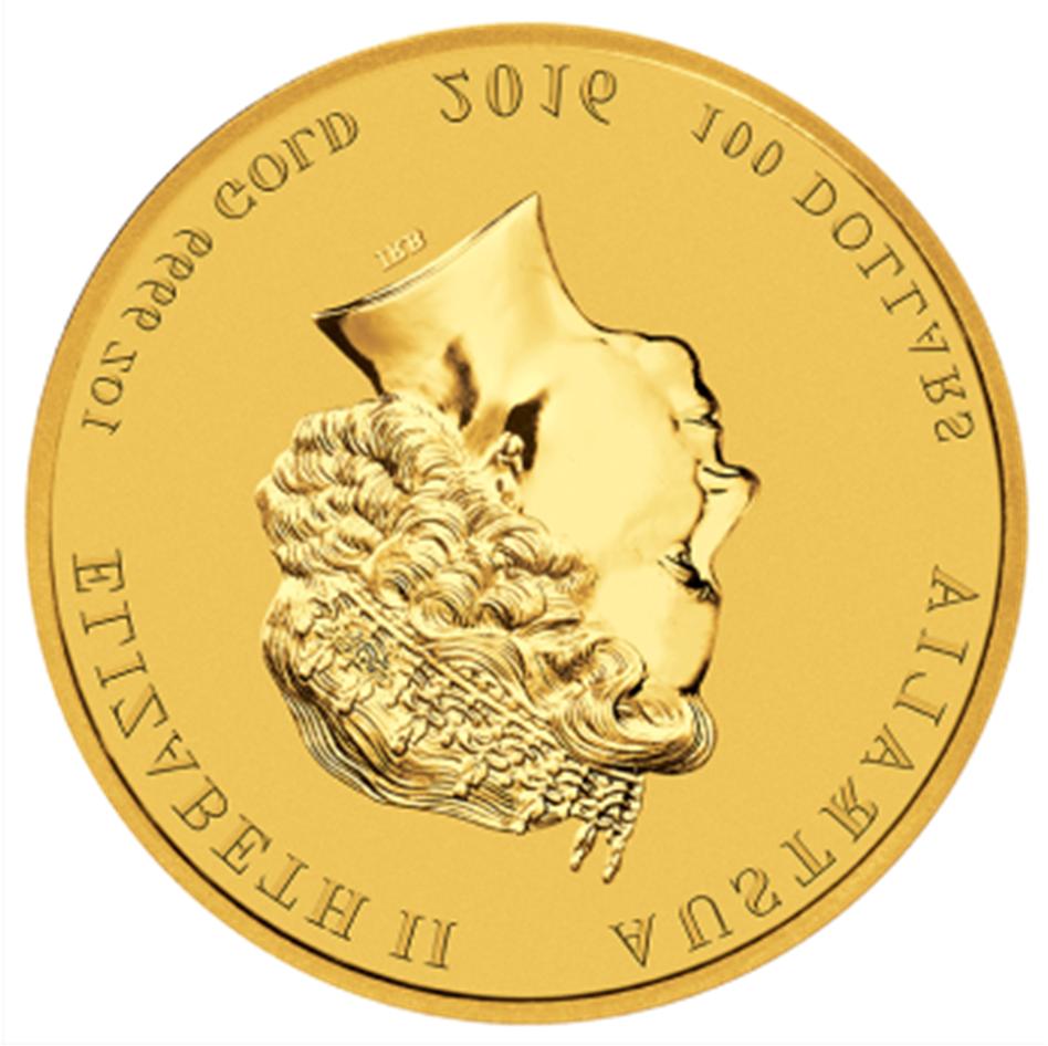 Seite 4 2016 Year of the Monkey - Gold Bullion Coin Series Auf der Motivseite der Lunar Goldserie ist ein erwachsener Affe, der auf einem Ast eines Pfirsichbaumes sitzt, abgebildet.