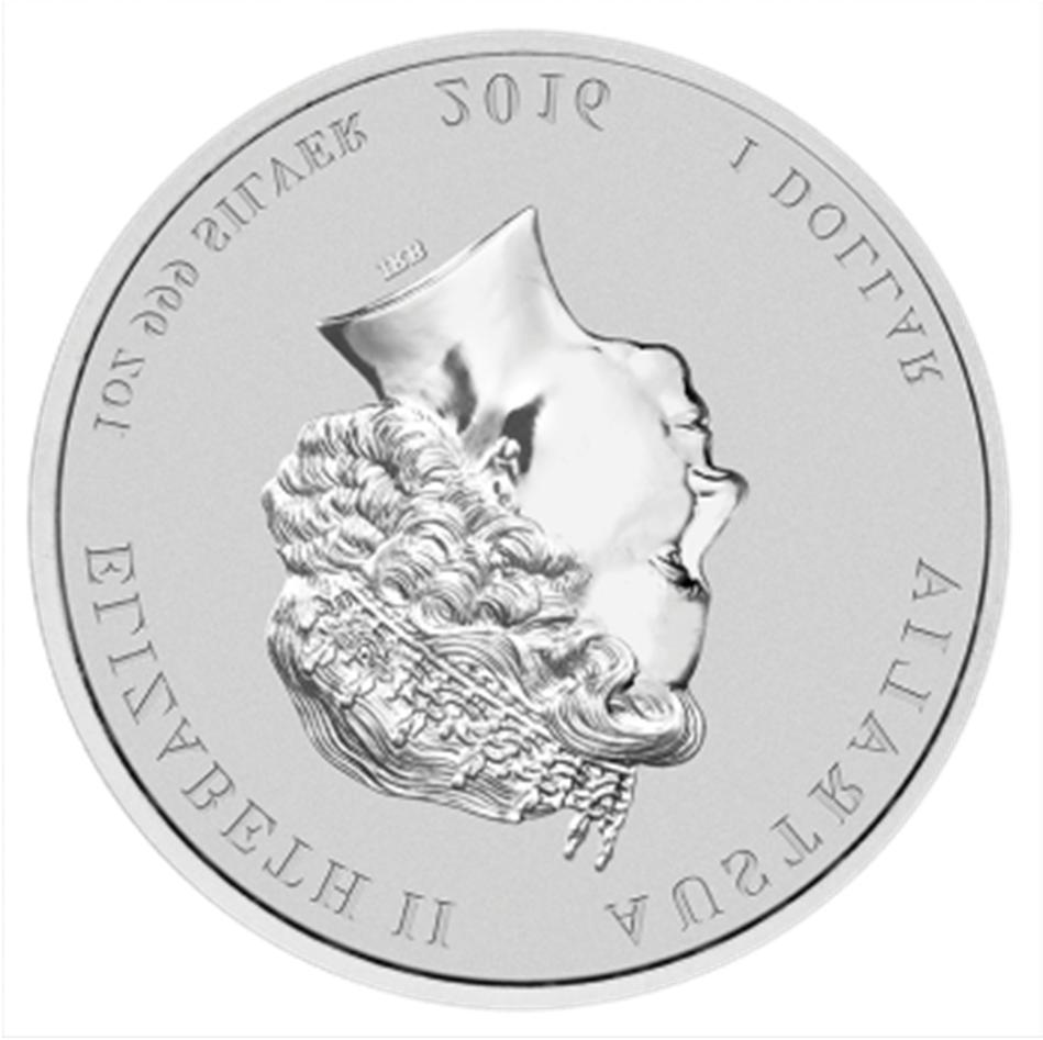 Seite 5 2016 Year of the Monkey - Silver Bullion Coin Series Die Motivseite der Lunar Silberserie zeigt einen erwachsener Affen und ein Affenbaby sitzend auf einem Ast eines Pfirsichbaumes, wobei das