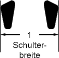 zu 7. Feste Stellung gojung sogi Die Feste Stellung ist 1½ Schulterbreiten lang, gemessen von den Zehenspitzen des vorderen Fußes bis zu der Innenseite des hinteren Fußes.