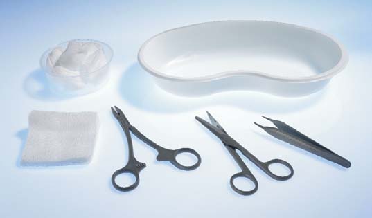 Aesculap SUSI Single Use Surgical Instruments 5061000 Naht-Set 1 5061010 Wundversorgungs-Set 1 Inhalt Stück Inhalt Stück Defix Nierenschale, weiß 1 Schale, transparent, 120 ml 1 Mulltupfer,
