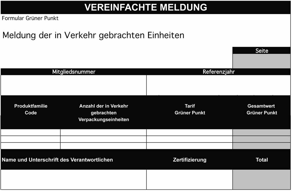 Die vereinfachte Meldung gebrauch machen wenn es mehr als 100 Produkt- Referenzen oder einen Umsatz unter 24,79 Millionen Euro oder weniger als 100 Beschäftigte hat.