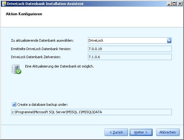DriveLock aktualisieren Ab der Version 7.1 werden für den Betrieb des DriveLock Enterprise Service zwei Datenbanken benötigt.