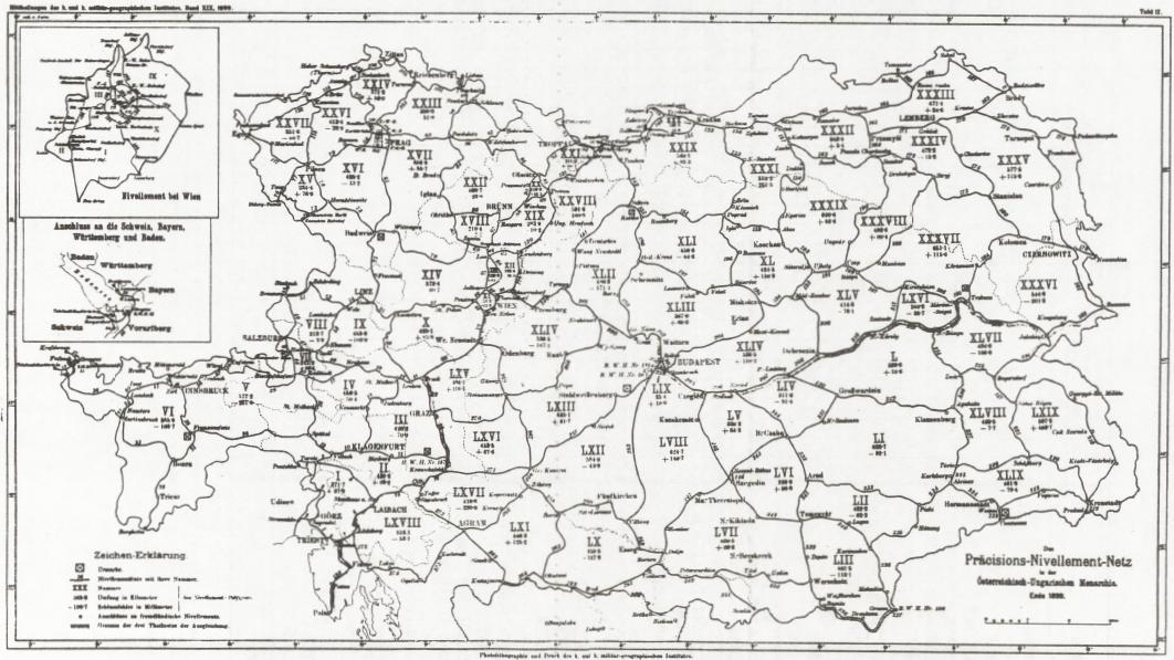 Gradmessung (1862-1902) - Nivellement bis 1864 trigonometrische Nivellirung vorherrschend 1875 Pegelnullpunkt am Molo Sartorio;