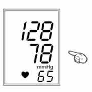 Messergebnisse ablesen Im Display erscheinen automatisch der systolische und der diastolische Blutdruckwert (in mmhg). Ihr gemessener Puls wird neben dem Symbol angezeigt.