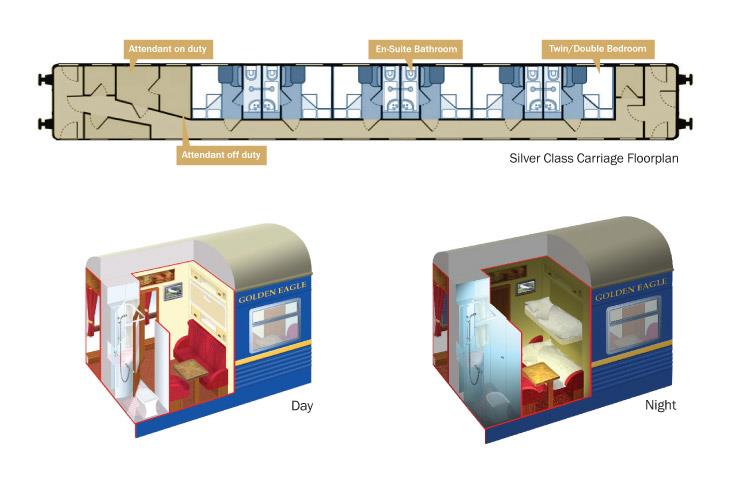 Gold Class Mit 7 m² verfügen die Gold Class Kabinen mit einem unteren Doppelbett und einem oberen Einzelbett über jeglichen Komfort.