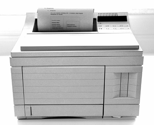 Computer Hardware Abbildung 34: Tintenstrahldrucker Sie sind zwar sehr leise im Betrieb, allerdings auch ziemlich langsam (besonders wenn komplizierte farbige Bilder ausgedruckt werden sollen). 4.2.6.