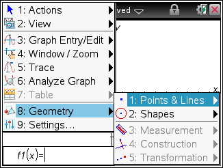 Geometry: > Messung > Konstruktion > Abbildung Funktion Greifen und Verschieben deaktivieren Sie können keine Funktion oder Kegelschnitt in Graphs, Geometry oder Scratchpad verschieben.