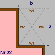 Geometrieausdruck EG Rechteck einspringend am Eck a 5,62 b 4,40 lichte Raumhöhe 2,60 + obere Decke: 0,30 > 2,90m BGF -24,73m² BRI -71,71m³ Wand W1-12,76m² AW01 Außenwand Wand W2 16,30m² AW01 Wand W3