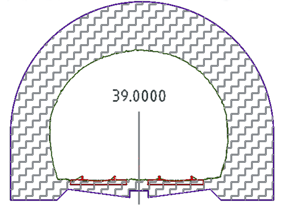 Trassierung in der Punktwolke eines Tunnellaserscans 5 Eine weitere Möglichkeit ist die Berechnung der Massenvolumina des nötigen bergmännischen Ausbruches wie es in Abbildung 6 dargestellt wird.
