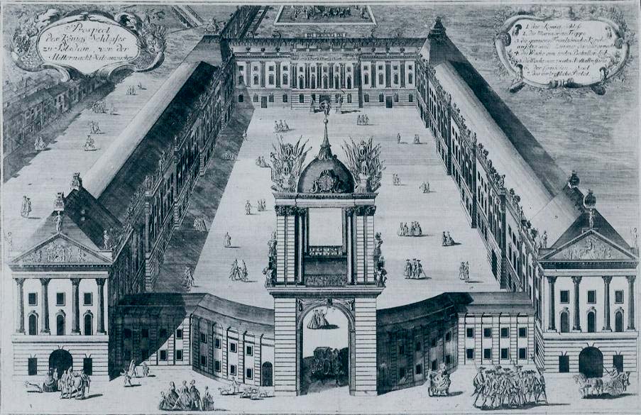 Potsdam, Stadtschloss Bauzustand nach Errichtung des Fortuna- Portals 1700