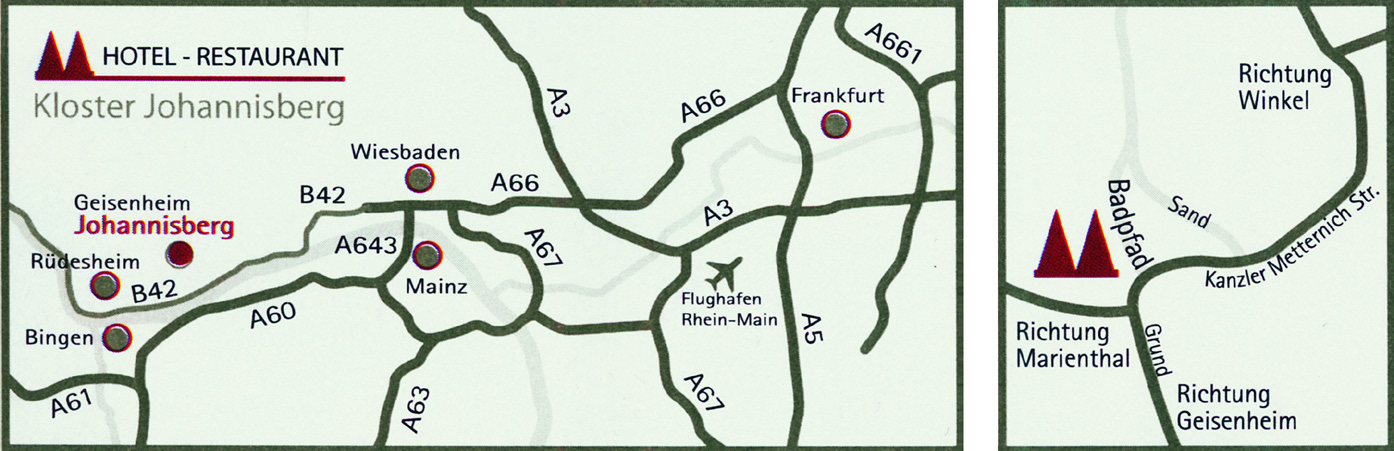 Anfahrt Ob von Frankfurt, Koblenz oder Kaiserslautern kommend, fahren Sie jeweils in Richtung Rüdesheim am Rhein.