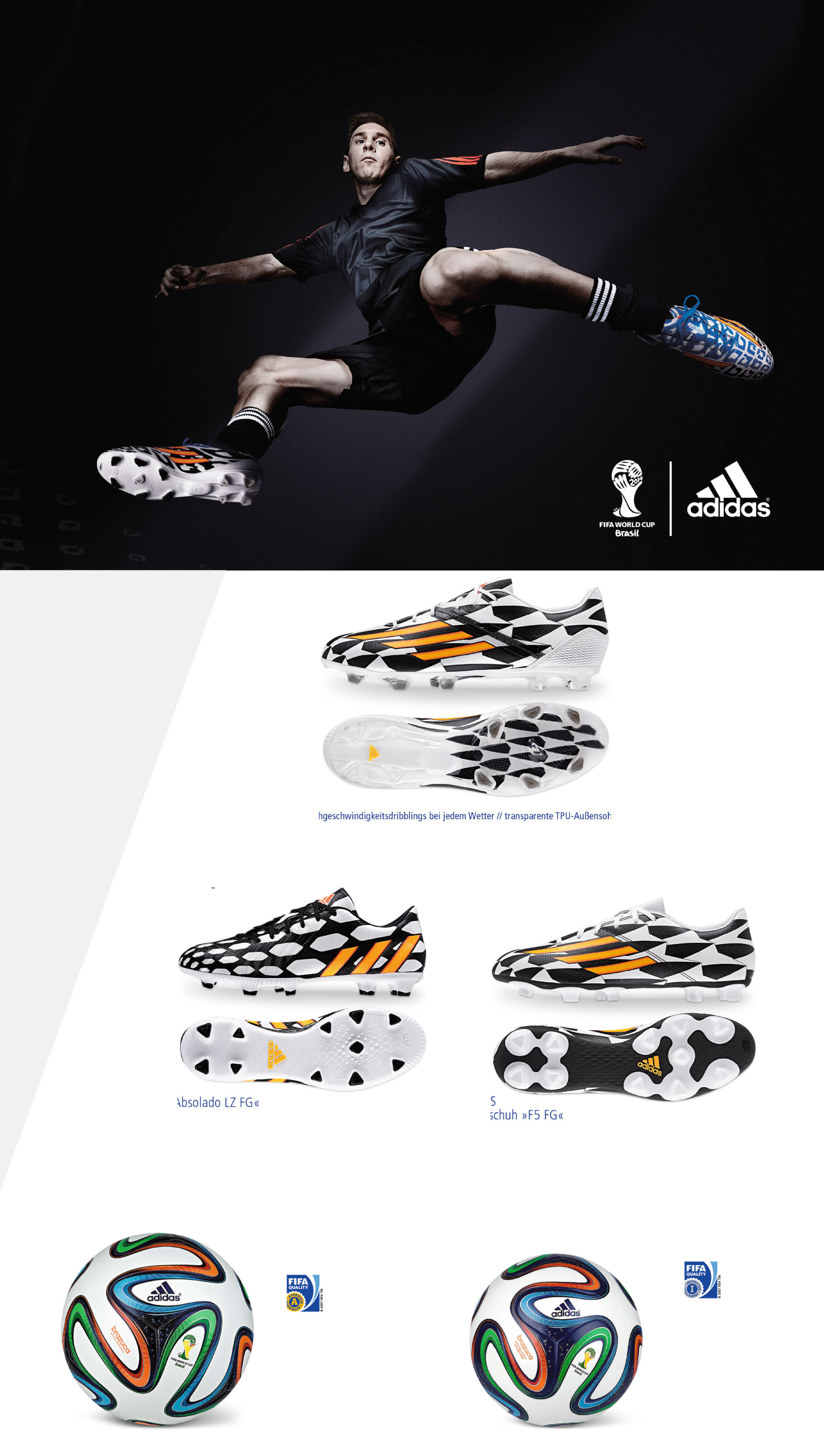 all in or nothing Lionel Messi Fußballschuh»F30 FG«DRIBBLETEX: 3-D-Grip-Textur für Hochgeschwindigkeitsdribblings bei jedem Wetter // transparente TPU-Außensohle // HYBRIDTOUCH 2.
