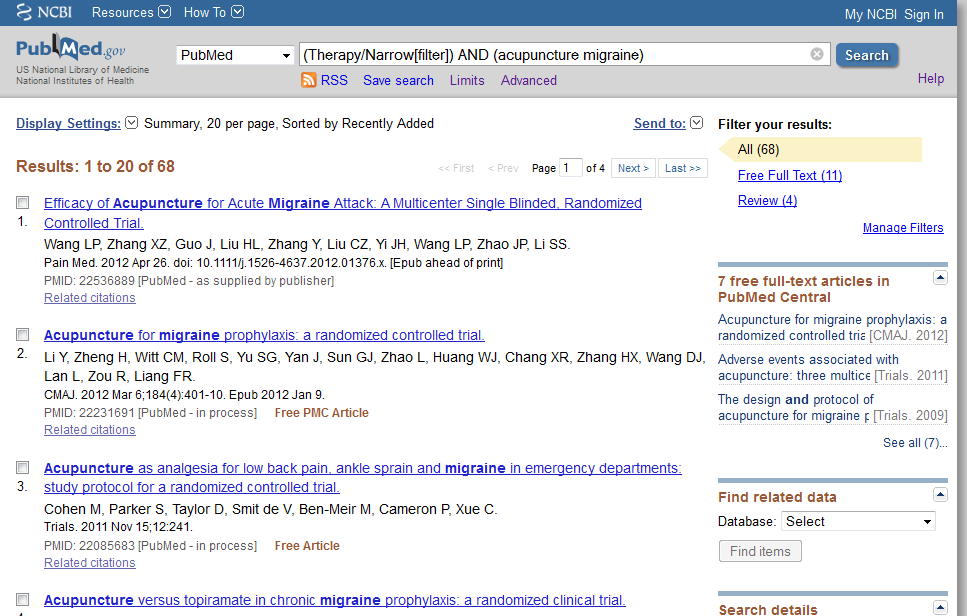 Alternative Suchmöglichkeiten: Clinical Queries Anzeigen der Suche in Pubmed Sie befinden sich nun wieder auf der PubMed-Suchoberfläche.