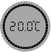 Bedienungsanleitung 1.3 Temperatur einstellen Betrieb ohne Timer: Die Stundenanzeige erscheint als durchgehender Ring, in dem ein blinkender Punkt die aktuelle Uhrzeit markiert (wenn eingestellt).
