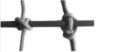 Vorteil: Einfacher Aufbau Kein zusätzliches Material wird benötigt. Sicher, da aus nur einem Seil konstruiert. Nachteil: Reibung des Seiles um den Baum (Seilverschleiss, Harz usw.).