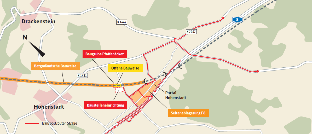 Bauablauf Steinbühltunnel: Baulogistikfläche am