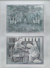 Reliefs im Großformat Kombinationsreliefs Profilrahmen- Größe 45 x 3 Metall-Größe 39 x 29 cm Fläche A-Motiv 20 x 1 712 Zinn 18,- 722 Aluminium 8,- Abbildungsmaßstab ca.