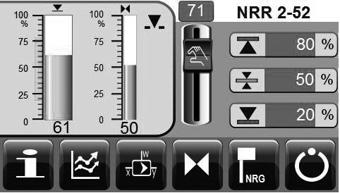 Inbetriebnahme Nur NRR 2-52: Potentiometer für Anzeige Ventilposition kalibrieren Mit Druck der Taste rufen Sie die Parameterseite des Regelventils auf.