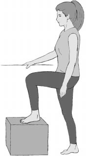 Knie- und Hüftgelenke Bei lockerer Grundstellung ein Knie mehrmals hintereinander möglichst hoch heben. Die gleiche Übung mit dem anderen Knie mehrfach ausführen.