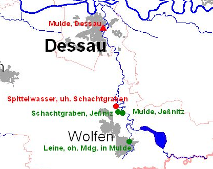 5. 1 Belastung der Mulde durch das Spittelwassersystem Die Mulde durchfließt nach dem Queren der Landesgrenze Sachsen/ Sachsen-Anhalt den Muldestausee.