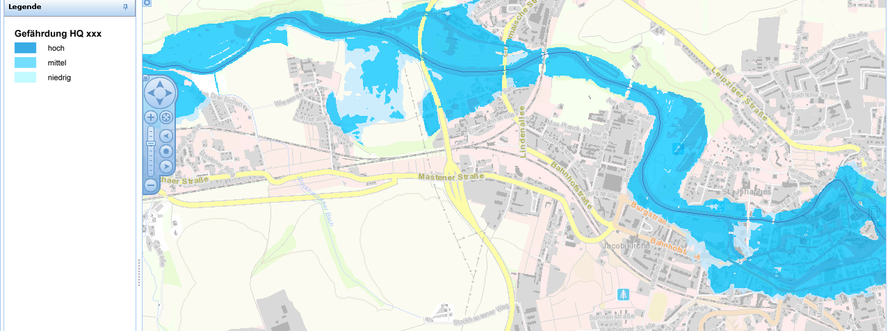 2.2. Hochwassergefahren- und -risikokarten Die Hochwassergefahrenkarten und Hochwasserrisikokarten zeigen die Gefährdung und die Auswirkungen auf überschwemmte Flächen bei unterschiedlichen