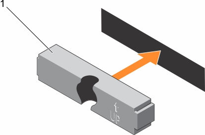 Abbildung 69. Entfernen und Installieren eines 2,5 Zoll-Festplattenplatzhalters (Rückseite) 1.